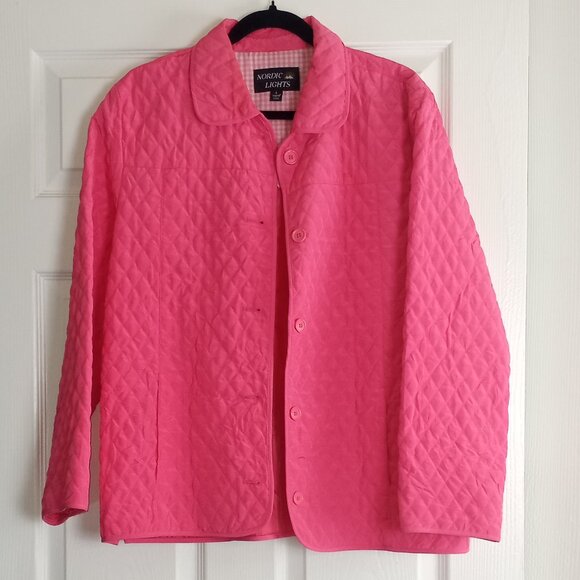 Nordic Light Bubble Gum Pink Button Up Quilted Barn Jacket - Picture 2 of 5
